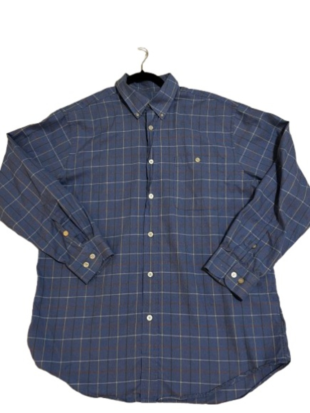Orvis Navy Blue Plaid Button-Down Shirt